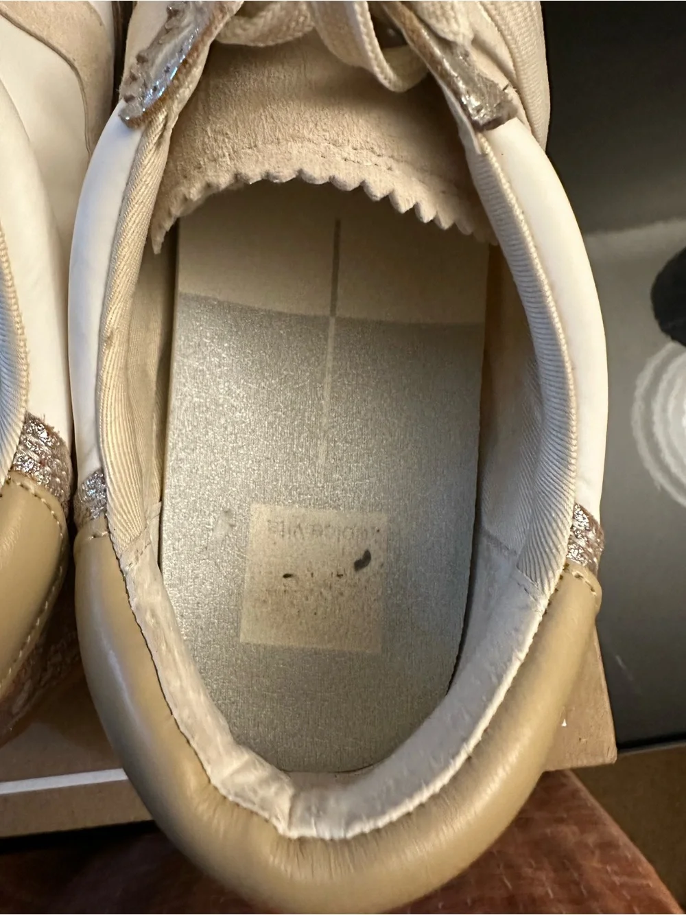 Dolce Vita Cream Sneakers with Silver Metallic Trim